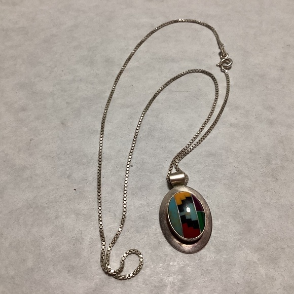ZUNI STERLING BEZEL NCKLACE Jewelry - ZUNI BEZEL OVAL STERLING NECKLACE  STERLING